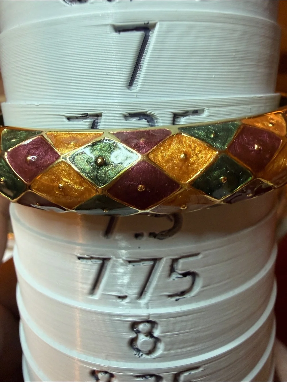 Gold Tone Multicolor Enamel Harlequin Bangle Bracelet